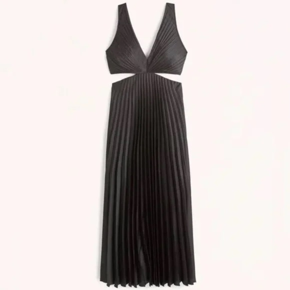 Abercrombie & Fitch Giselle Cutout Pleated Midi Dress Black XS Cocktail Party - Picture 5 of 9